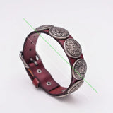 Antique Southwest Flower Concho Studded Leather Bracelet
