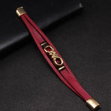 Multi-layer Leather Bracelet Stainless Steel Cuff Charm
