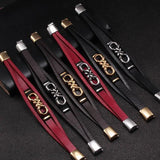 Multi-layer Leather Bracelet Stainless Steel Cuff Charm