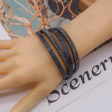 Women's Leather Cuff Bracelet Multilayer Wide Wrap Jewelry