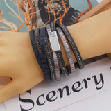 Women's Leather Cuff Bracelet Multilayer Wide Wrap Jewelry