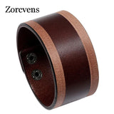 Vintage Brown Leather Charm Wide Bracelet Bangle Unisex Jewelry