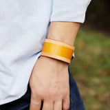 Vintage Brown Leather Charm Wide Bracelet Bangle Unisex Jewelry