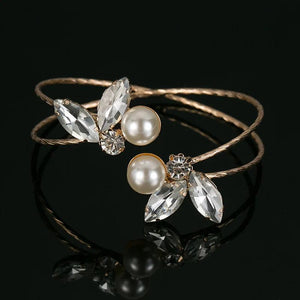 Flower Charm Crystal Pearl Beads Bracelet For Women