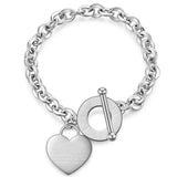 Silver Stainless Steel Heart Cross Wedding Bracelet for Women