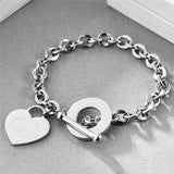 Silver Stainless Steel Heart Cross Wedding Bracelet for Women