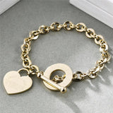 Silver Stainless Steel Heart Cross Wedding Bracelet for Women