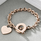 Silver Stainless Steel Heart Cross Wedding Bracelet for Women