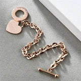 Silver Stainless Steel Heart Cross Wedding Bracelet for Women