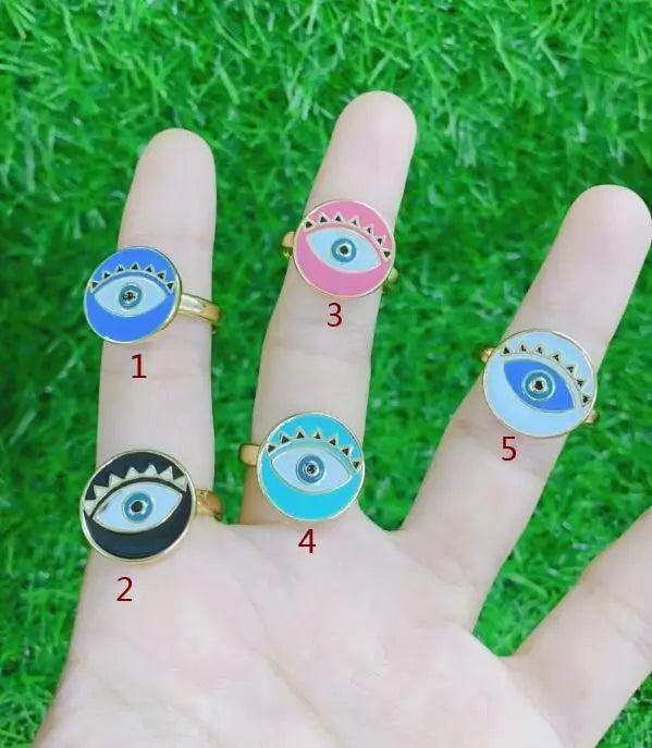 2pcs CZ Crystal Chunky Rings Enamel Opening Ring