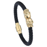 Skull Men Jewelry Titanium Steel Punk Rock Leather Bracelet