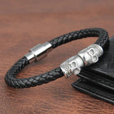 Skull Men Jewelry Titanium Steel Punk Rock Leather Bracelet