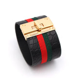 Red Green Ribbon Lock Wide Punk Charm Bracelets