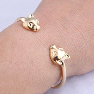 Leopard Head Bracelet Bangle Woman Open Gradient Metal National Wind Jewelry