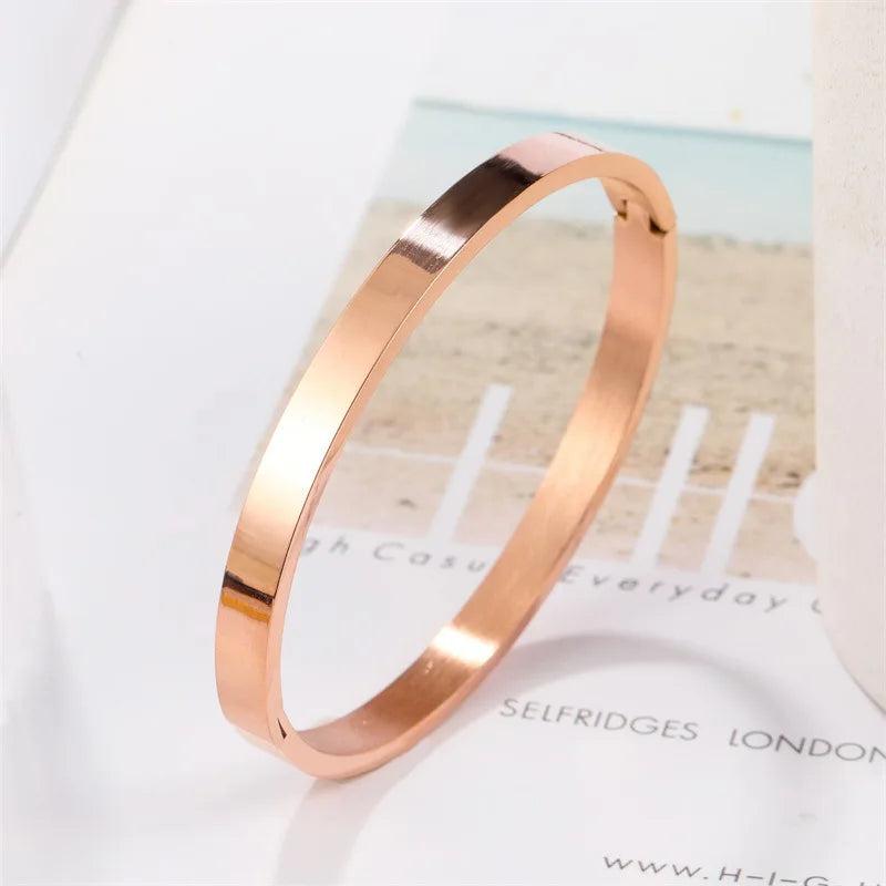 Classic Glossy Cuff Bangle Bracelet for Women Men Punk Couple Jewelry