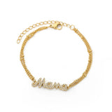 Family Heart Bracelet Stainless Steel Double Bead Link Chain