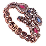 Vintage Rhinestone Flower Bangles Bracelet Women Party Jewelry