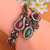 Vintage Rhinestone Flower Bangles Bracelet Women Party Jewelry