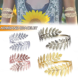 Adjustable Leaf Upper Arm Bracelet Cuff Bangle Armlet for Women