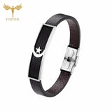 Turkey Flag Star and Moon Leather Bracelet Stainless Steel Wristband