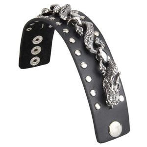 Punk Leather Bracelet Adjustable Cuff Bangles
