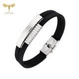Custom Logo Silicone Wristband Stainless Steel Name Jewelry