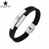 Custom Logo Silicone Wristband Stainless Steel Name Jewelry