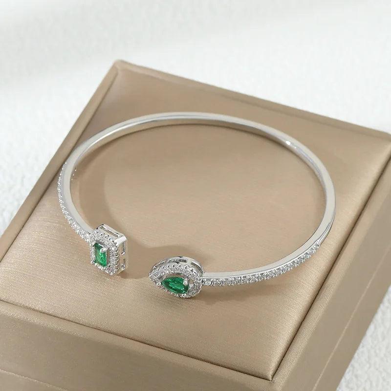 French Vintage Green Crystal Adjustable Bracelet