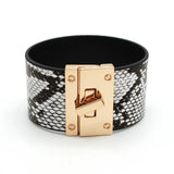 Multicolor Leather Bracelet for Women Steel Lock Wide Charm Bracelets