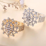 Rhinestone Cross Bracelet Multi-Row Stretch
