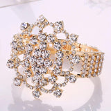 Rhinestone Cross Bracelet Multi-Row Stretch
