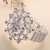 Rhinestone Cross Bracelet Multi-Row Stretch