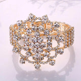Rhinestone Cross Bracelet Multi-Row Stretch