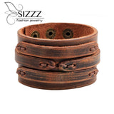 Wide Leather Cowboy Bracelet Punk Retro Leather Bracelet for Men