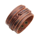 Wide Leather Cowboy Bracelet Punk Retro Leather Bracelet for Men