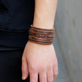 Wide Leather Cowboy Bracelet Punk Retro Leather Bracelet for Men