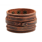 Wide Leather Cowboy Bracelet Punk Retro Leather Bracelet for Men