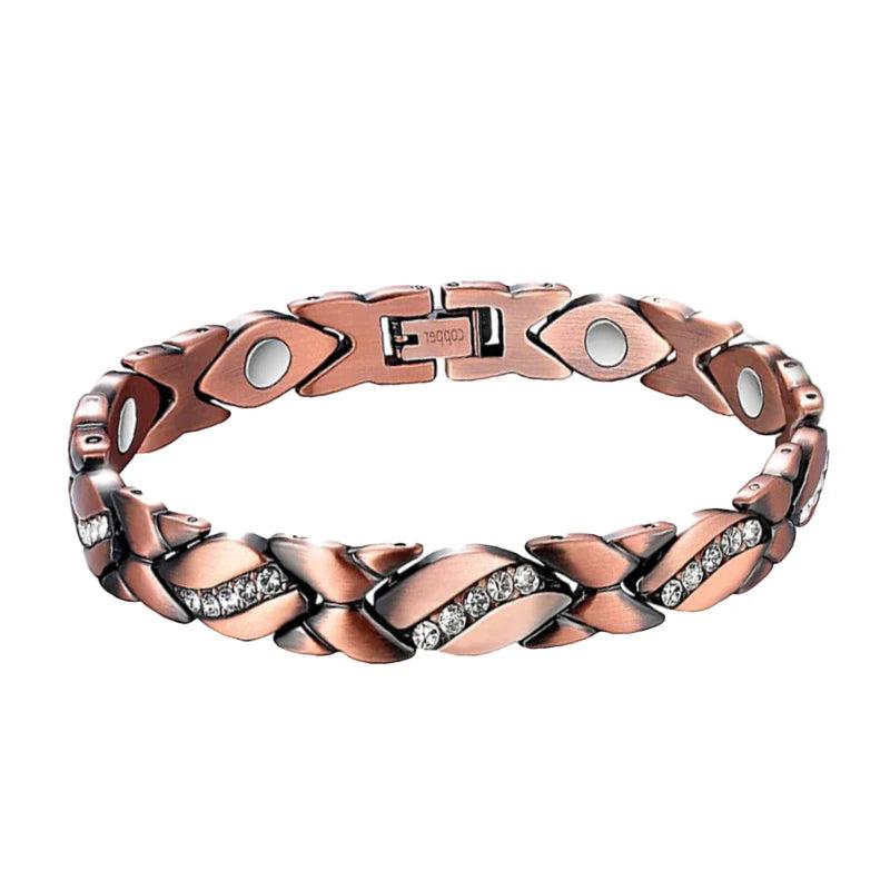 Copper Rhinestone Magnetic Bracelet Arthritis Jewelry for Women