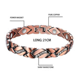 Copper Rhinestone Magnetic Bracelet Arthritis Jewelry for Women