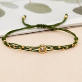 Green Seed Beaded Bracelet Plated Heart Charm Pearl Women Jewelry