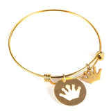 Heart Crown Charm Bracelet Stainless Steel Bangle for Couples