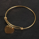 Heart Crown Charm Bracelet Stainless Steel Bangle for Couples