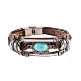 Turquoise Leather Multi-Layer Bracelet for Women