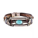 Turquoise Leather Multi-Layer Bracelet for Women