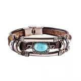 Turquoise Leather Multi-Layer Bracelet for Women