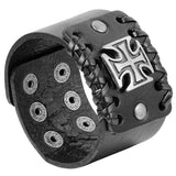 Punk Charm Big Cross Leather Bracelet for Men
