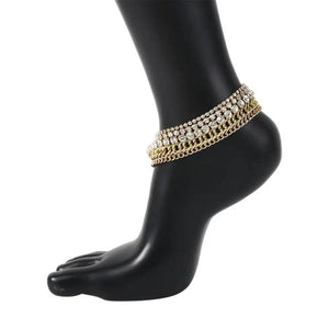 5pc Beach Anklet Set with Rhinestones