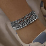 5pc Beach Anklet Set with Rhinestones