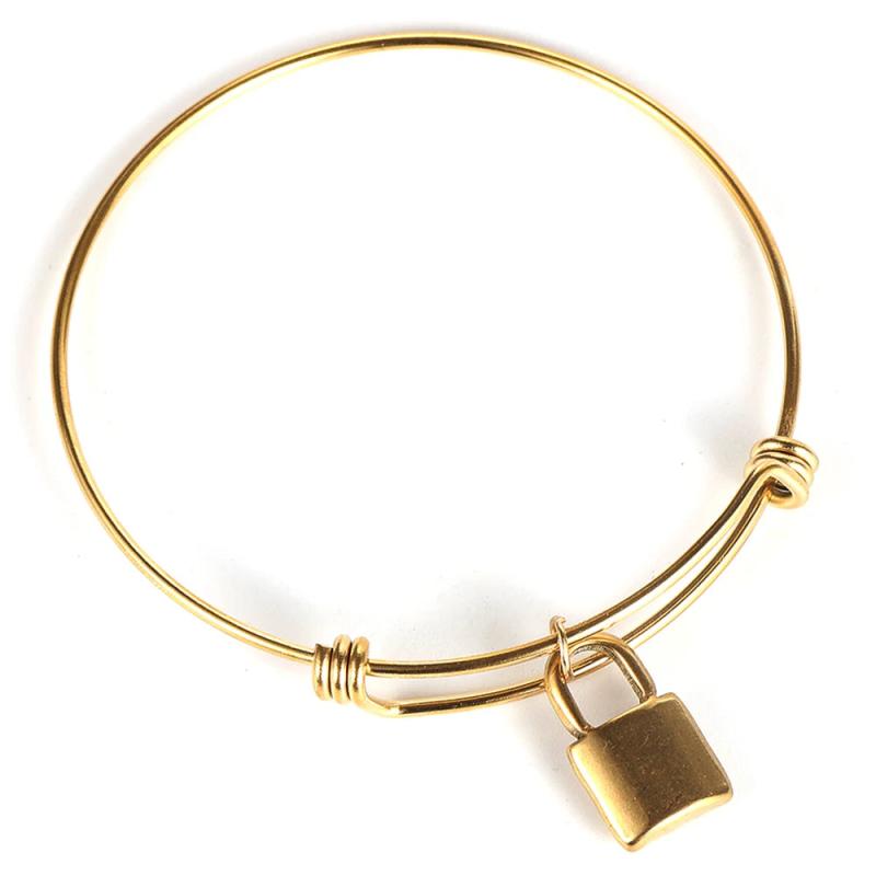 Golden Stainless Steel Bangle with Charms Bracelet
