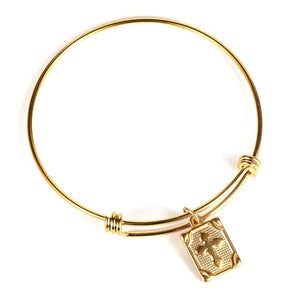 Golden Stainless Steel Bangle with Charms Bracelet